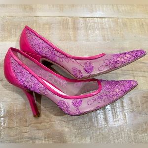 Sacha London pink lace heels